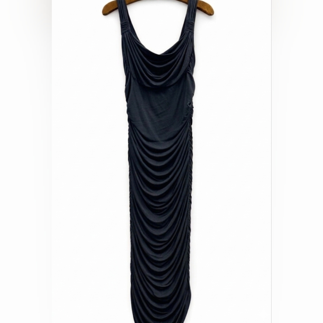 Bcbgmaxazria Elegant Black Rouched Maxi Dress